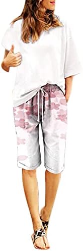 Mulheres de manga curta tops femininos estampas florais de verão estampas de cintura alta shorts de tamanho feminino com roupas de banho com