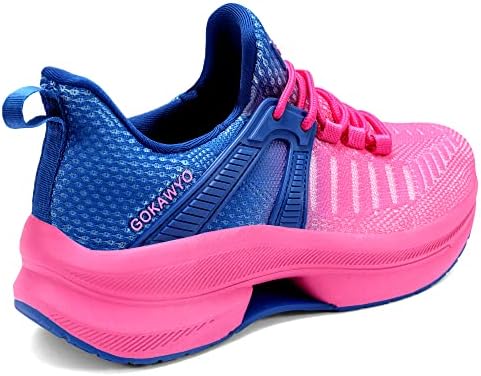 Sapatos de caminhada femininos de Gokawyo deslizam em tênis de corrida de malha respirável