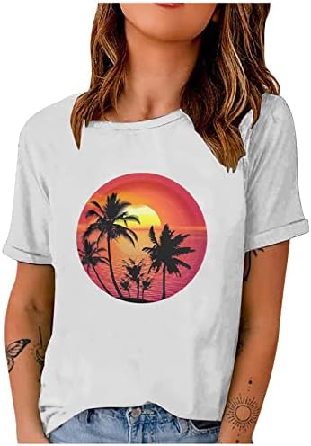 Camisas de praia Sunset para mulheres tshirt de palmeira engraçada verão camisetas de férias havaianas para meninas adolescentes