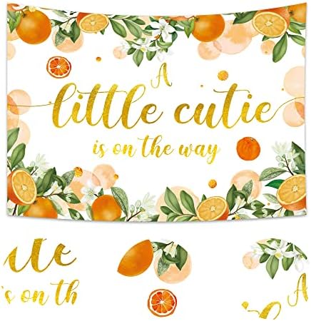 Chá de bebê IMIRELL A Little Cutie está a caminho do cenário de 7wx5h pés laranja frutas laranja revela -se tema recém -nascido
