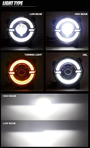 AUDEXEN 9 polegadas LED faróis 150W [DOT Aprovado] Hi/Lo Beam, DRL e Amber Turn Sinais compatíveis com Jeep Wrangler JL JLU