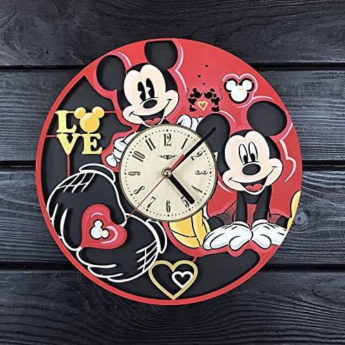 7artsstudio & Mickey Mouse e Wood Clock & Handmade