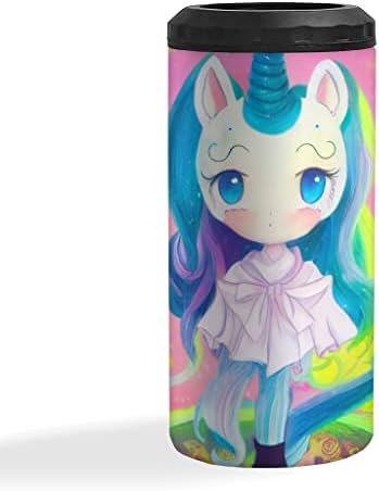 Unicorn mágico Rainbow isolado Slim Cata mais refrigerado - Impressão de desenho animado mais refrigerador - Design fofo isolada slim lata mais refrigerada