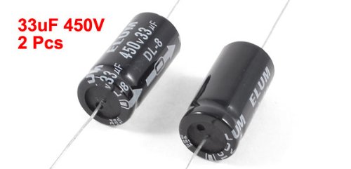 UXCELL A13042400UX0431 2 Peça 33UF 450V 105C Capacitor eletrolítico axial, 15 mm x 32 mm