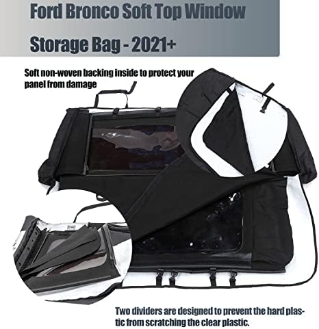 Saco de armazenamento de janelas top de bronco compatível com acessórios Ford Bronco 2021 2022 4 portas Protecção de sacos
