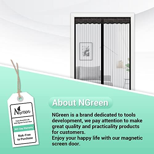 Porta de tela magnética reforçada da NGreen - Cortina de malha pesada e loop completo e gancho de estrutura, sem necessidade de ferramentas