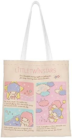 Tawvnuh Anime Tote Bag para mulheres e meninas estética fofa bolsa de cosmética de lona reutilizável bolsa de maquiagem bolsa