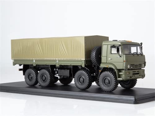 Modelos de escala de partida para Kamaz-6560 8x8 Caminhão de mesa pesada do exército com tenda cáqui 1/43 Modelo