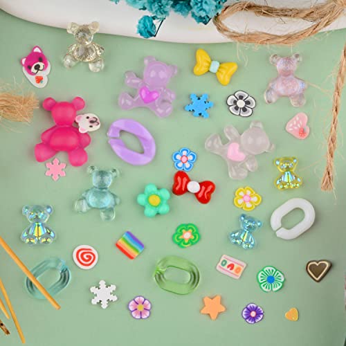 Edittime 300pcs kawaii resina colorida acrílica 3d urso gomoso urso multi-tamanho star unhas unhas com snowflake star slice