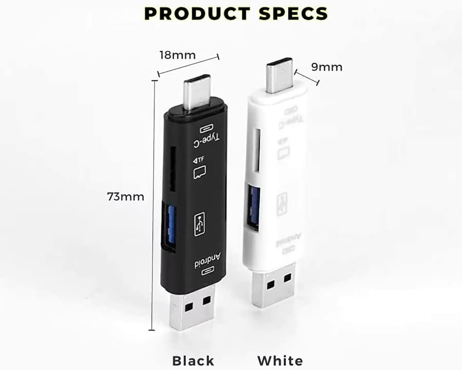 5 em 1 leitor de cartões multifuncionais compatível com o Samsung Galaxy S21 possui USB tipo C/microUSB/TF/USB 2.0/SD Card Reader