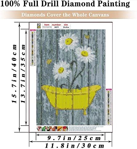 Kits de pintura de diamante de flores Vigagus para adultos - kits de arte de diamante 5D para adultos para crianças iniciantes, broca completa DIA Diamante Diamond Gem Art Crafts for Home Wall Decor 12x16inch