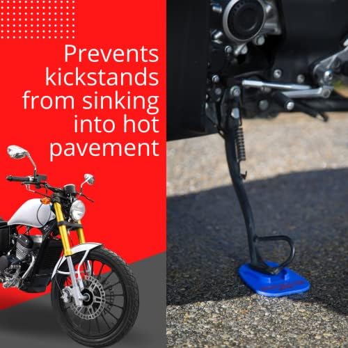 Badass Moto Motor Motorcycle Kickstand Pad, azul, robusto, durável, feito nos EUA, várias cores, ajuda a estacionar sua bicicleta em calçada quente, grama, solo macio, descanse seu chute como montanha -russa