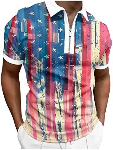 Camisas de pólo de bandeira americana masculina 4 de julho de camisetas patrióticas de verão Tops de manga curta vintage