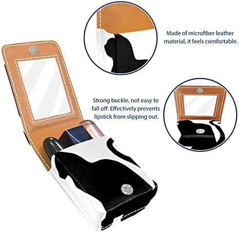 Caixa de batom com espelho gato silhueta Lip Gloss Selter Portable Batom Storage Box de viagem Bolsa de maquiagem Mini