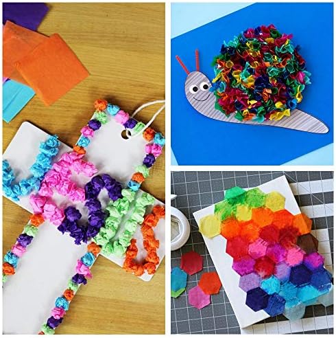 Exquiss 1200 peças 12 cores Héxágono de papel 2,4 x 2,2 polegadas Bulk 12 Cores para Art Paper Cranch Art Art Kids Craft Diy