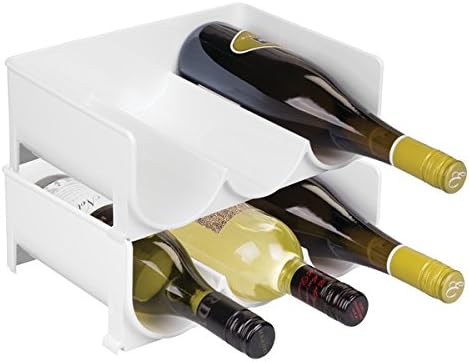 Mdesign empilhável plástico 3 garrafa refrigerador de vinhos Rack - Organizador de armazenamento de cozinha para armazenar