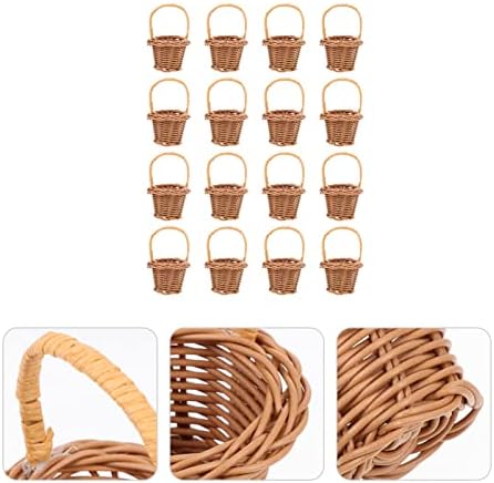 Hanabass Wicker cesto cesta de vime 16pcs mini cesto de tecido com alças cestas de flores miniaturas cestas de cestas de