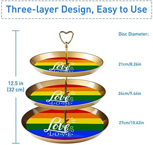 Suporte de bolo, suporte de cupcake, tela de tabela de estandes de sobremesa, padrão de amor listrado colorido gay