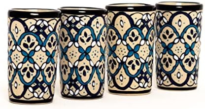 Conjunto de 4 peças de vidro de tiro de cerâmica pintada à mão