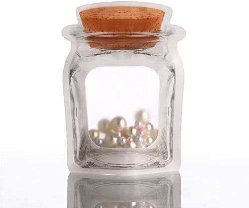 20pcs Stand Up Clear Front Cork Mason Jar Padrão de zíper Bolsa de plástico Bolsa ziplock portátil Forma da garrafa Preservação de alimentos Ponto de comprovante bolsas de embalagem 7.8x5.5+2,7in