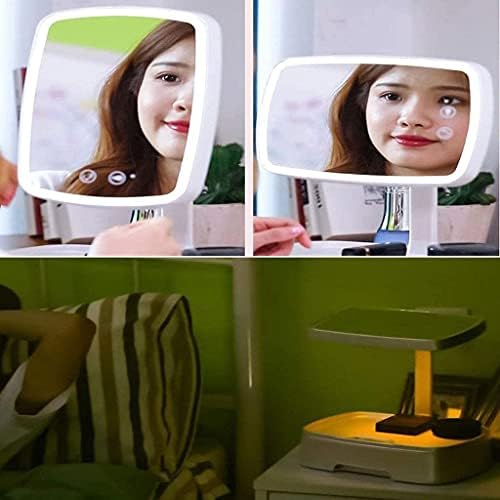 Espelho de vaidade espelho de vaidade ， espelho de LED com caixa de armazenamento para desktop multifuncional de beleza