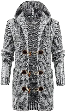 Casaco de cardigã de knit xxbr para masculino, inverno de botão frontal de túnica com capuz com capuz de jaquetas