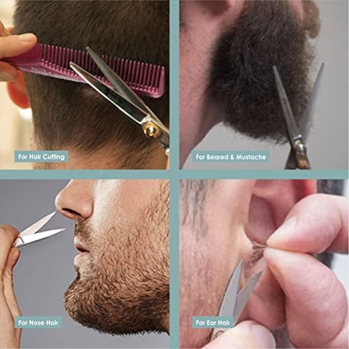 MTM Pro -5 '' Polish alemão bigode de barba tesoura com 2 pente e kit de aparar para cabelos do prêmio de bolsa para cabelos faciais masculinos -tesouras perfeitas para cuidados pessoais, corte e estilismo