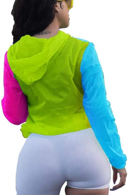 Jaqueta feminina de quebra -vento da colheita, protetora solar de proteção contra capa de pullover de quebra -vento com zíper para cima colorido