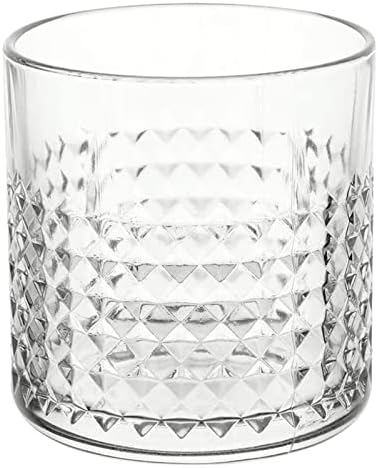 Copo de vidro de vinho Glass de uísque exclusivo, rocha, moda antiga, diamante, transparente, bebida curta de copo para bebidas alcoólicas, bourbon ou cerveja 7,4 onças