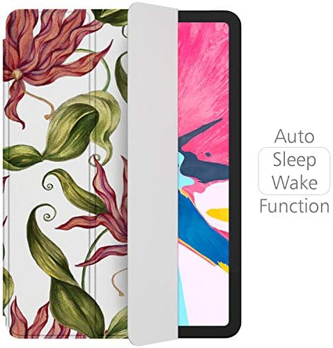 Lex Altern iPad Case Pro 11 polegadas 12.9 Capa magnética 2019 2018 geração 3d Apple Proteção Hard Shell Folio Trifold Smart Alow Sleep Sleep Plant Folhas verdes Flor rosa Natura