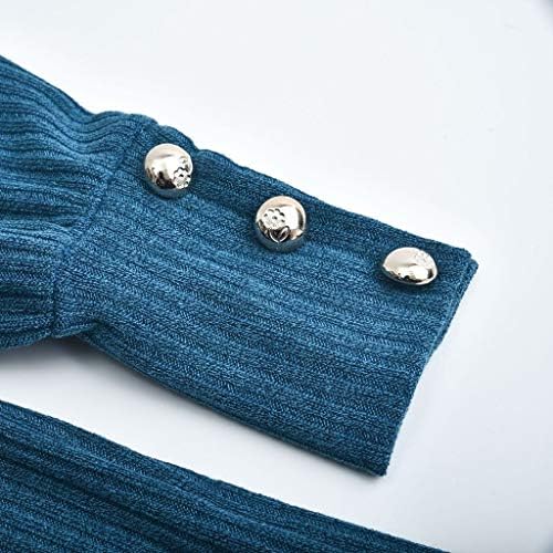 Suéteres femininos de Ymosrh para o botão de pulôver de gola alta de inverno