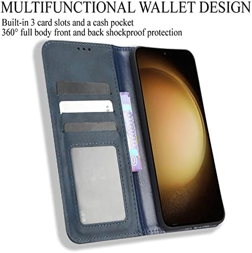 Hualubro Samsung Galaxy S23 Plus Caso, Retro PU Couather Magnetic Com corpo inteiro à prova de choque de choque capa de carteira