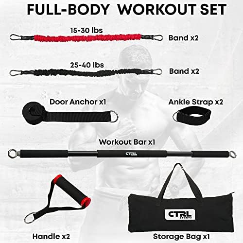 Barra de banda de resistência para fitness - barra de exercícios para exercício, agachamento, bíceps, tríceps, ombros, costas - barra
