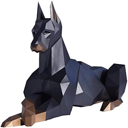 Wll-DP Modelagem de cães mentiros Geométrico Origami Puzzle Polzes Handmade Paper Trophy 3D Modelo de papel Diy Escultura Creative Home Decoration