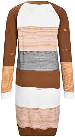 Long Cardigan Sweater Casat Moda Colorblock Longa Manga Longa Aberta Camisa da frente Tops Roupas de outono 2022 Jaquetas