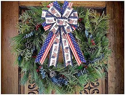 Grande coroa de arco patriótico em 4 de julho decoração arco de bandeira americana para um mapa de mapa de estrelas brancas