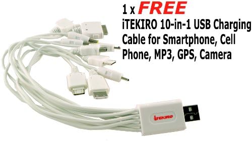 Kit de carregador de bateria de carro de parede AC ITEKIRO para Panasonic CGA-S005 + ITEKIRO 10 em 1 Cabo de carregamento USB
