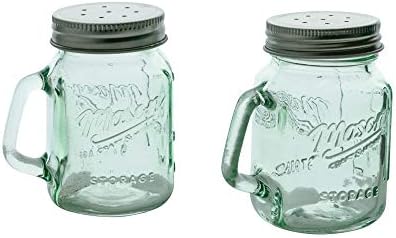 Mason jarra sal e pimenta shaker - verde de vidro transparente