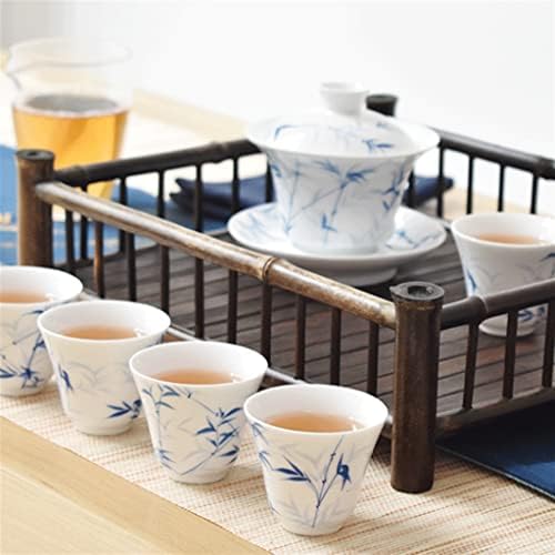 Tules pintados à mão porcelana branca kung fu conjunto de chá de cerâmica vintage tigela coberta xícaras de chá