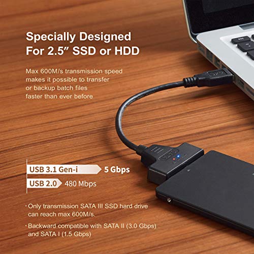 MediaSonic SATA para Cabo USB - USB 3.0 / USB 3.1 Gen 1 a 2,5 ”SATA SSD / Cabo do adaptador de disco rígido