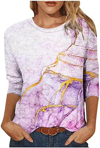 Camiseta da blusa para feminino verão outono de manga longa 3/4 manga 2023 roupas de algodão da moda de algodão de algodão, camisa gráfica 36
