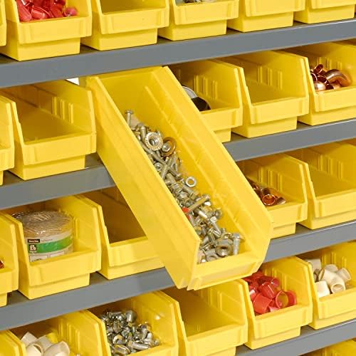 Prateleiras globais de aço de 7 prateleiras Industrial com caixa de prateleira plástica de 4 H, amarelo, 36x18x39