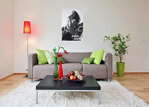 Aquário NMR Janis Joplin Black and White Music Poster laminado - 24,5 x 36,5