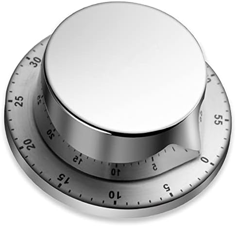 Hendiy Kitchen Timer, timer de aço inoxidável mecânico Temporizador de cozinha magnética com temporizadores de alarme alto para cozinhar, timer mecânico magnético de 60 minutos sem baterias necessárias