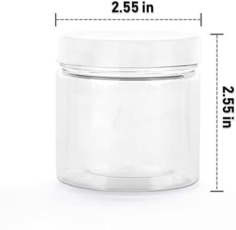 Packers saudáveis ​​4 oz de frascos de plástico com tampas - pequenos frascos claros com tampas - recipientes de loção