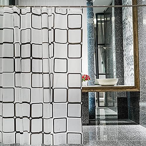 Cortinas de chuveiro de Tarklanda para banheiro, cortinas de chuveiro plástico de treliça branca preta para decoração de banheiro,