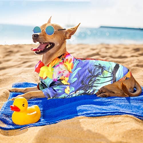 Dog Summer Roupos Dog Camisa havaiana com óculos de sol e camisetas coloridas para cachorros para cachorros para cães pequenos