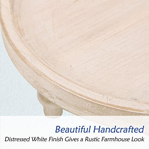 Bandeja decorativa de madeira redonda branca redonda, nikky, de 12 polegadas, decoração de peça central rústica para café,
