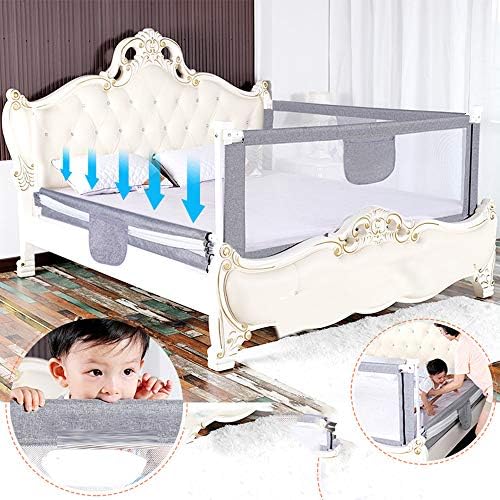 Doinneckry portátil Removável capa removível Cama de cama de leito de bebê barreira de segurança, para crianças crianças crianças, cinza, 180cm*86cm