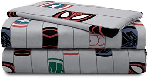 Jay Franco Marvel Avengers Emblems Conjunto de lençóis de duas peças - Conjunto de 3 peças Super macio e aconchegante Cama de cama